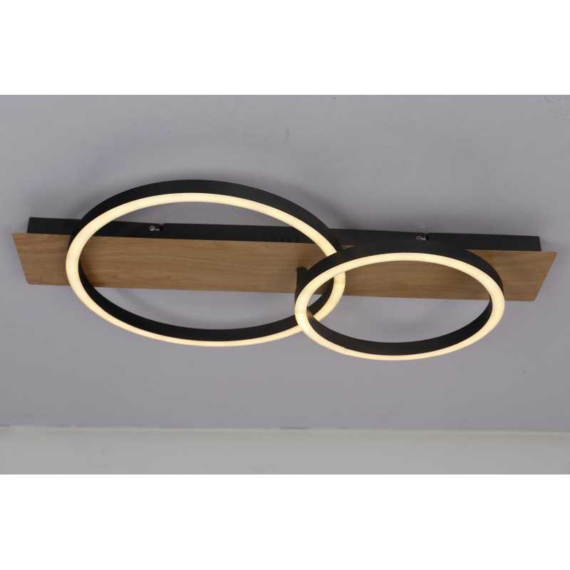Lustra LED Culoarea granulelor lemnului 70x36CM cu Telecomanda wifi 2.4G cu lumina/rece/calda/neutra intensitate reglabila