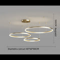 Lustra LED GOLD 3cecuri 80cm+60cm+40cm cu Telecomanda wifi 2.4G lumina/rece/calda/neutra intensitate reglabila