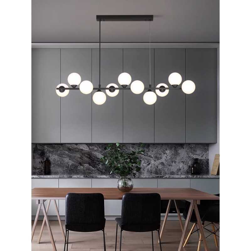 Lustra LED Gold cu 11 Glob Alb Mat Dulie G9 Inaltime Reglabila Becurile Nu Sunt Incluse