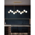 Lustra LED Gold cu 11 Glob Alb Mat Dulie G9 Inaltime Reglabila Becurile Nu Sunt Incluse