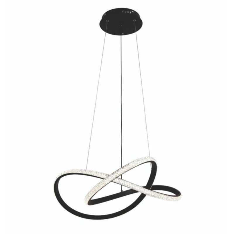 Lustra LED Infinity Cristal Negru cu Telecomanda wifi 2.4G cu lumina/rece/calda/neutra intensitate reglabila
