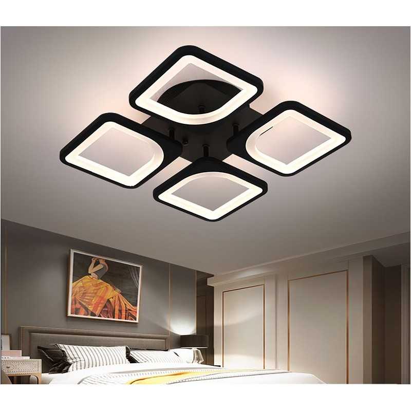 Lustra LED Maro Inchis Patrate cu Telecomanda wifi 2.4G cu lumina/rece/calda/neutra intensitate reglabila