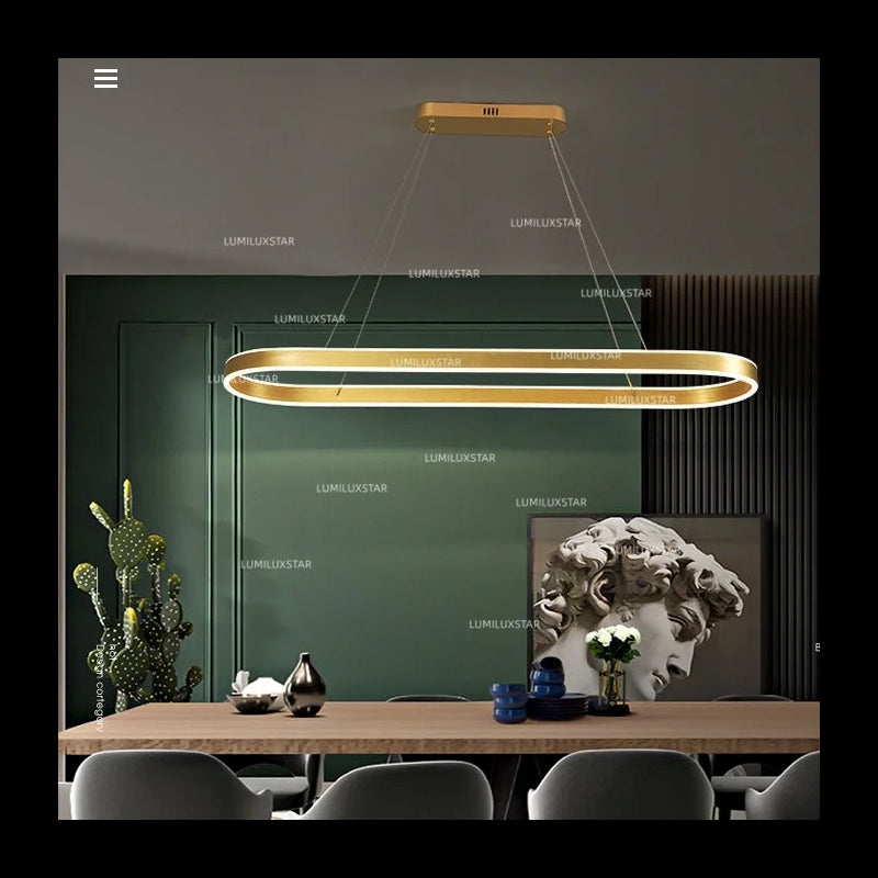 Lustra LED Minimalist Auriu cu Telecomanda wifi 2.4G lumina/rece/calda/neutra intensitate reglabila