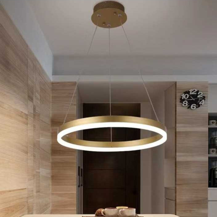Lustra LED Minimalist Ring cu Telecomanda wifi 2.4G Gold lumina/rece/calda/neutra intensitate reglabila