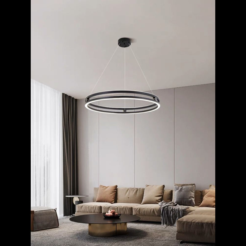 Lustra LED Minimalist Ring Diametru 40cm cu Telecomanda wifi 2.4G Negru lumina/rece/calda/neutra intensitate reglabila