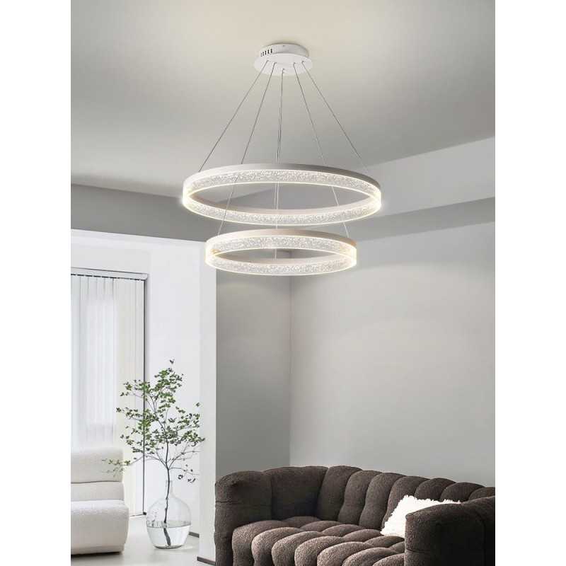 Lustra LED Minimalist, Ring, Transparent Bubbles cu Telecomanda wifi 2.4G cu lumina/rece/calda/neutra intensitate reglabila