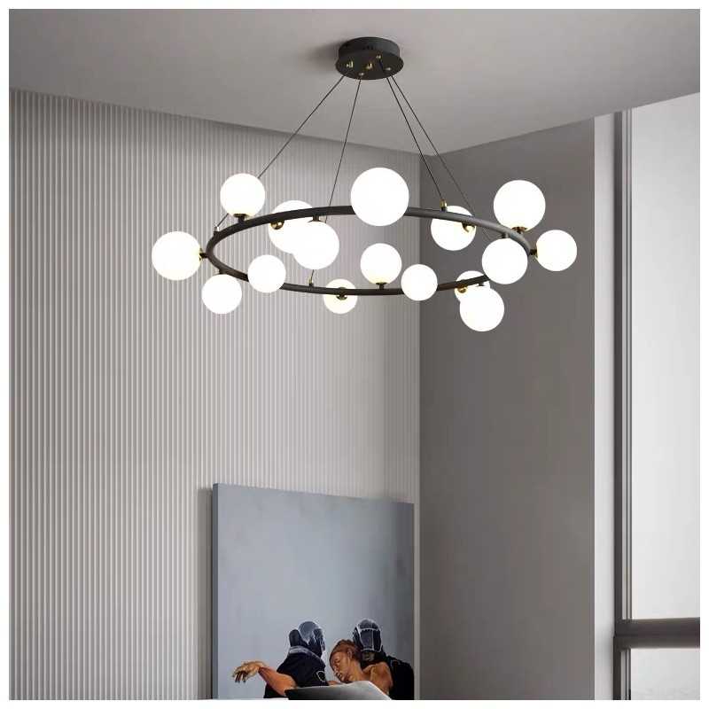 Lustra LED Modern Nordic Pendant Lights Ball cu 15Buc Becuri G9 5W 4000k