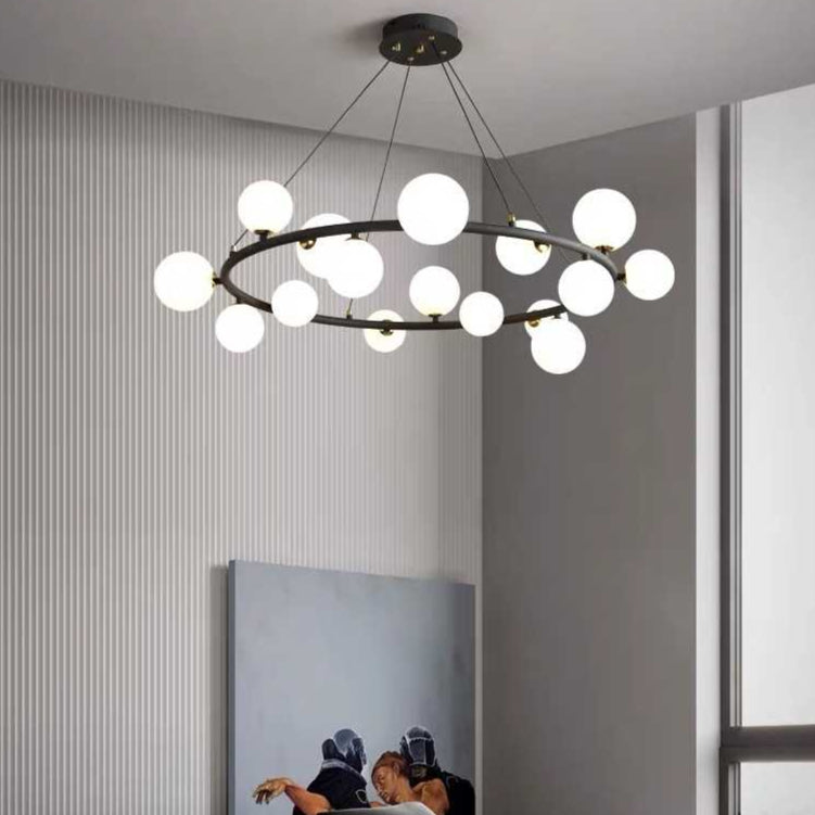 Lustra LED Modern Nordic Pendant Lights Ball cu 15Buc Becuri G9 5W 4000k