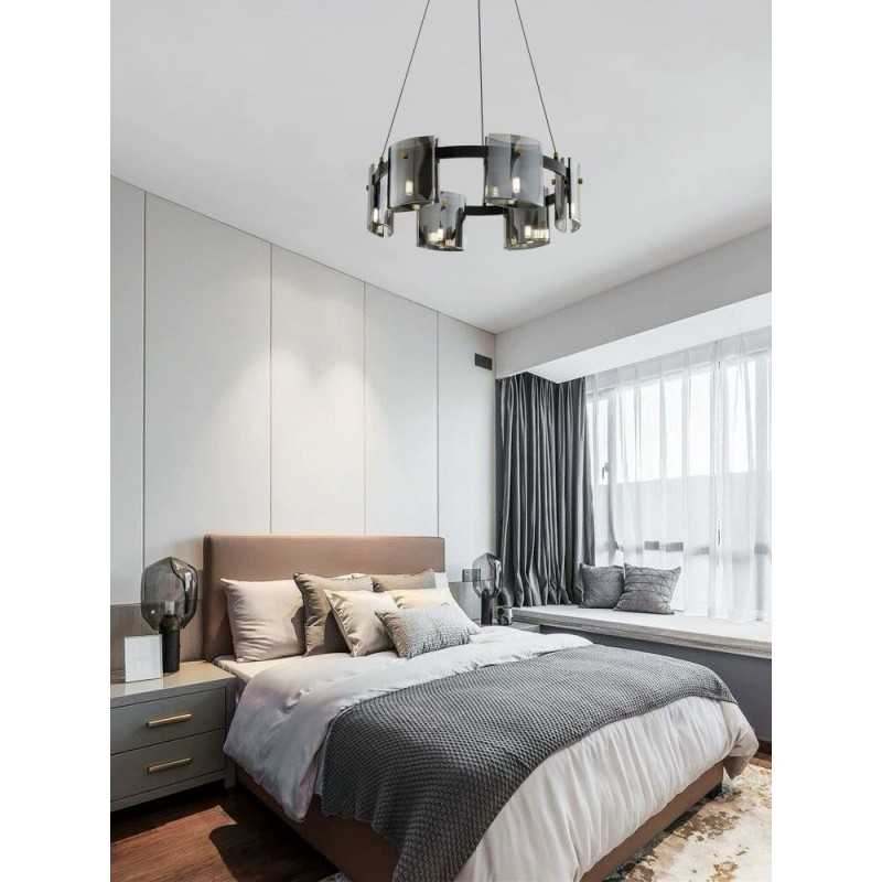 Lustra LED Modern Polish Black Glass G9 X 6