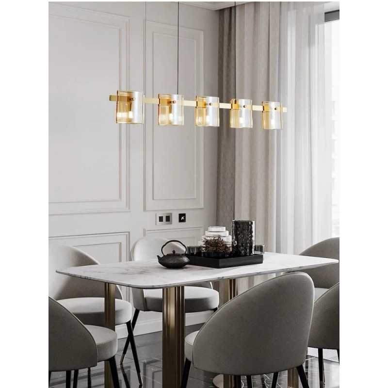 Lustra LED Modern Polish GOLD BLACK Glass G9 X 5