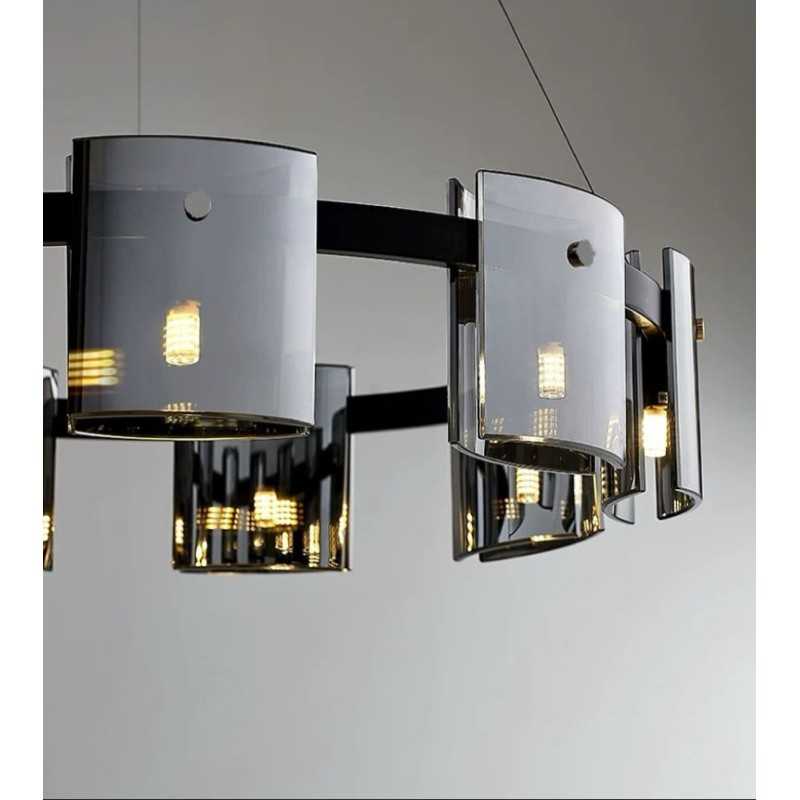 Lustra LED Modern Polish GOLD BLACK Glass G9 X 9