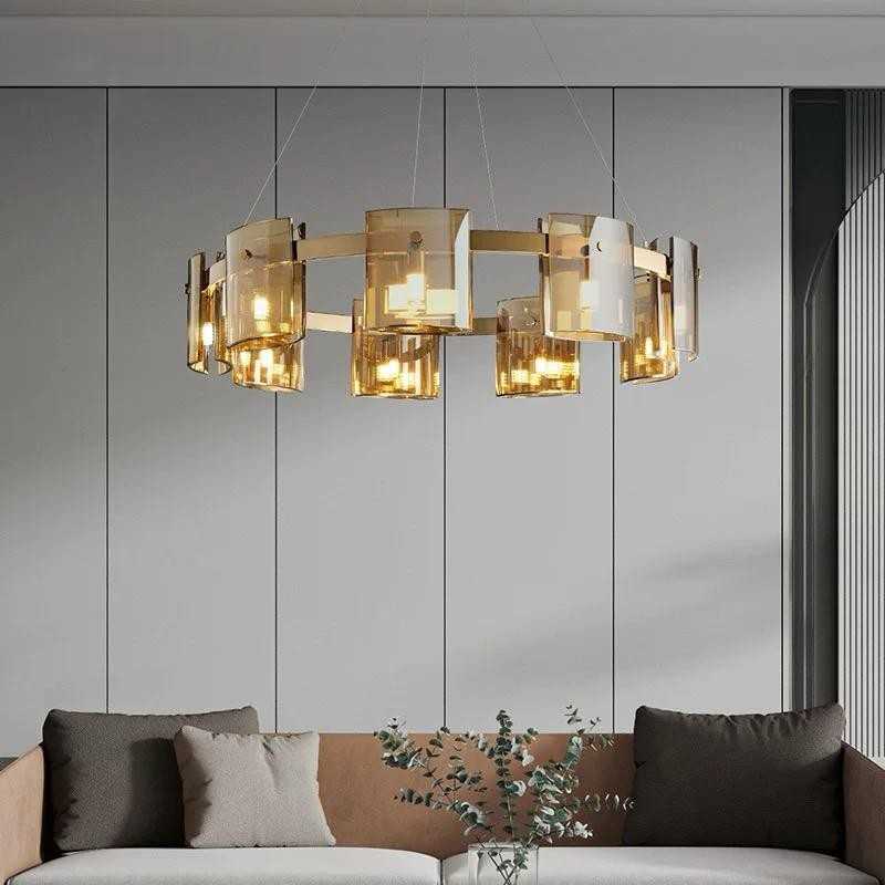 Lustra LED Modern Polish GOLD Glass G9 X 9
