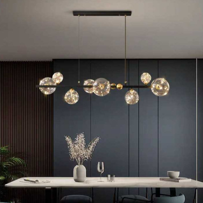 Lustra LED Moderna 70W Cu 8 Glob Transparent