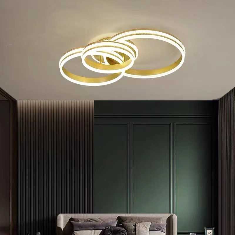Lustra LED Moterna cu Telecomanda wifi 2.4G lumina/rece/calda/neutra intensitate reglabila Auriu