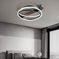 Lustra LED Negru 2 cercuri cu Telecomanda maro wifi 2.4G cu lumina/rece/calda/neutra intensitate reglabila