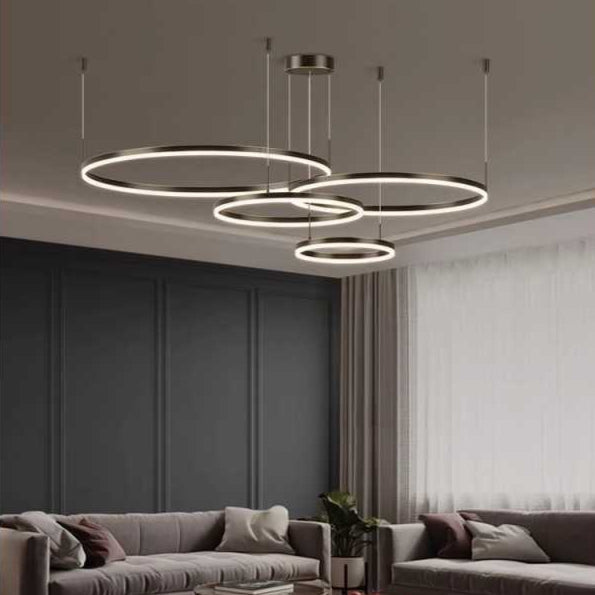 Lustra LED Negru 4 cecuri 60cm+50cm+40cm+30cm cu Telecomanda wifi 2.4G lumina/rece/calda/neutra intensitate reglabila
