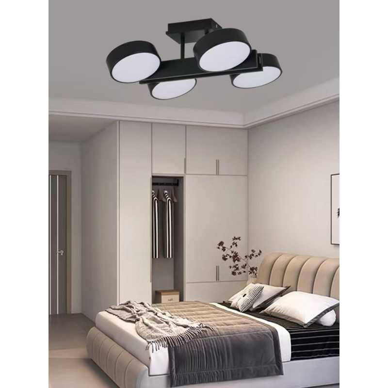 Lustra LED Negru 4x12w Cu Telecomanda wifi 2.4G cu lumina/rece/calda/neutra intensitate reglabila