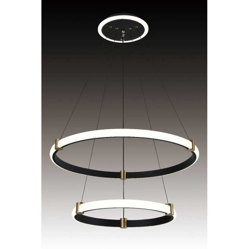 Lustra LED Negru cu 2 Cercuri 40cm+60cm Telecomanda wifi 2.4G cu lumina/rece/calda/neutra intensitate reglabila