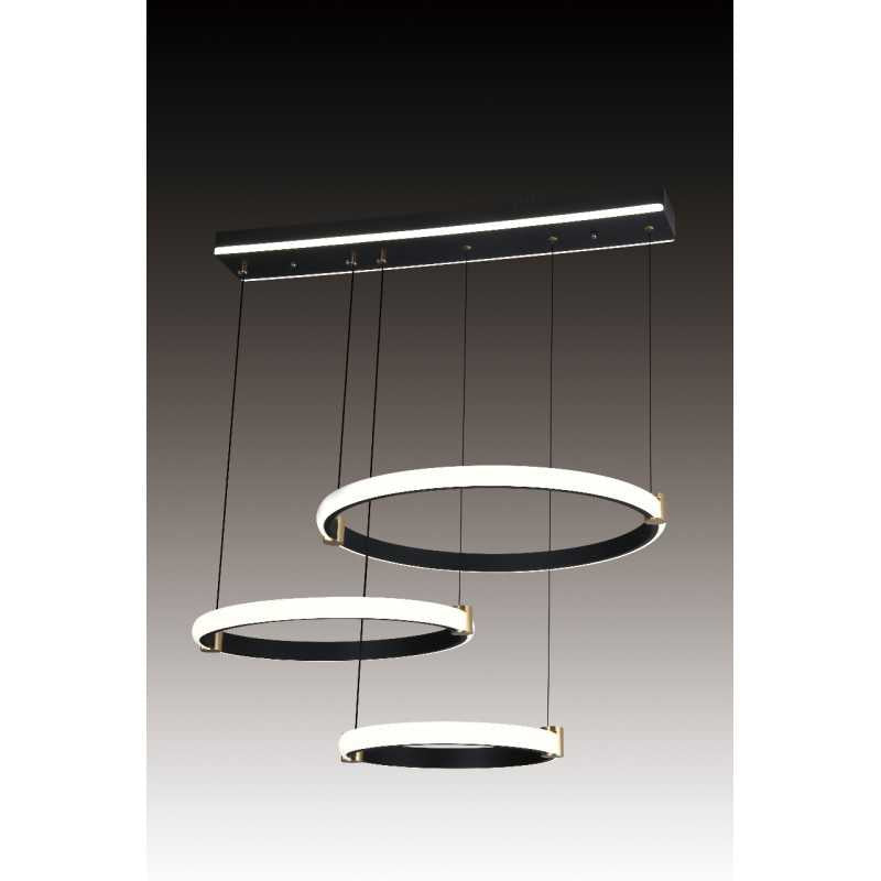 Lustra LED Negru cu 3 Cercuri 30cm+40cm+50cm Telecomanda wifi 2.4G cu lumina/rece/calda/neutra intensitate reglabila