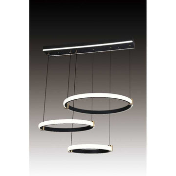 Lustra LED Negru cu 3 Cercuri 30cm+40cm+50cm Telecomanda wifi 2.4G cu lumina/rece/calda/neutra intensitate reglabila