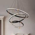 Lustra LED Negru cu 3 Cercuri 40cm+60cm+80cm Telecomanda wifi 2.4G cu lumina/rece/calda/neutra intensitate reglabila