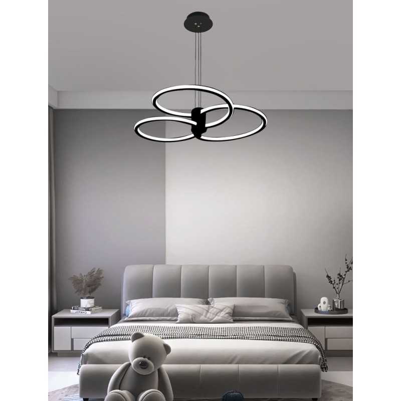 Lustra LED Negru cu Telecomanda wifi 2.4G cu lumina/rece/calda/neutra intensitate reglabila