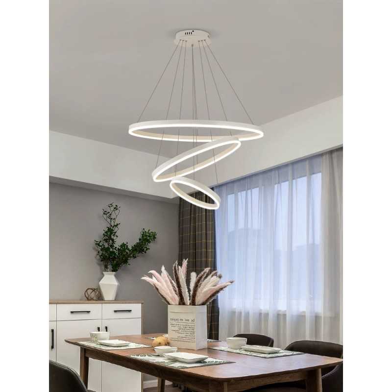 Lustra LED Negru Minimalist Ring cu Telecomanda wifi 2.4G lumina/rece/calda/neutra intensitate reglabila