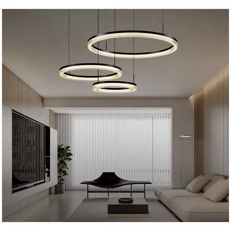 Lustra LED Negru&Alb Minimalist Ring cu Telecomanda wifi 2.4G lumina/rece/calda/neutra intensitate reglabila