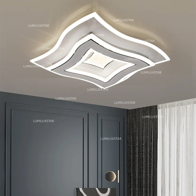 Lustra LED Patrat 2 nivel cu Telecomanda wifi 52cm 2.4G lumina/rece/calda/neutra intensitate reglabila