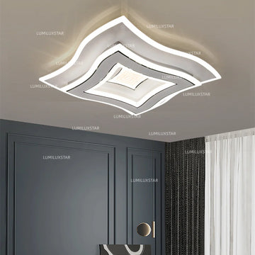 Lustra LED Patrat 2 nivel cu Telecomanda wifi 52cm 2.4G lumina/rece/calda/neutra intensitate reglabila