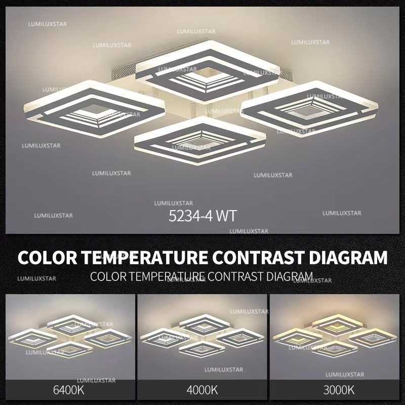 Lustra LED Patrate cu Telecomanda wifi 50cm Abla/gri 2.4G lumina rece/calda/neutra intensitate reglabila