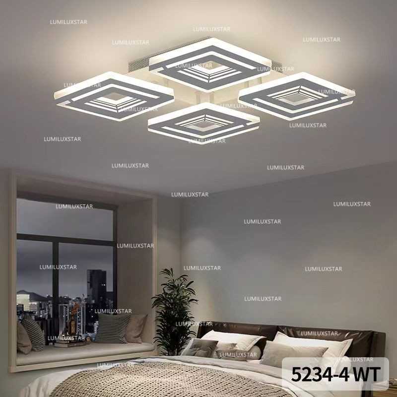 Lustra LED Patrate cu Telecomanda wifi 50cm Abla/gri 2.4G lumina rece/calda/neutra intensitate reglabila