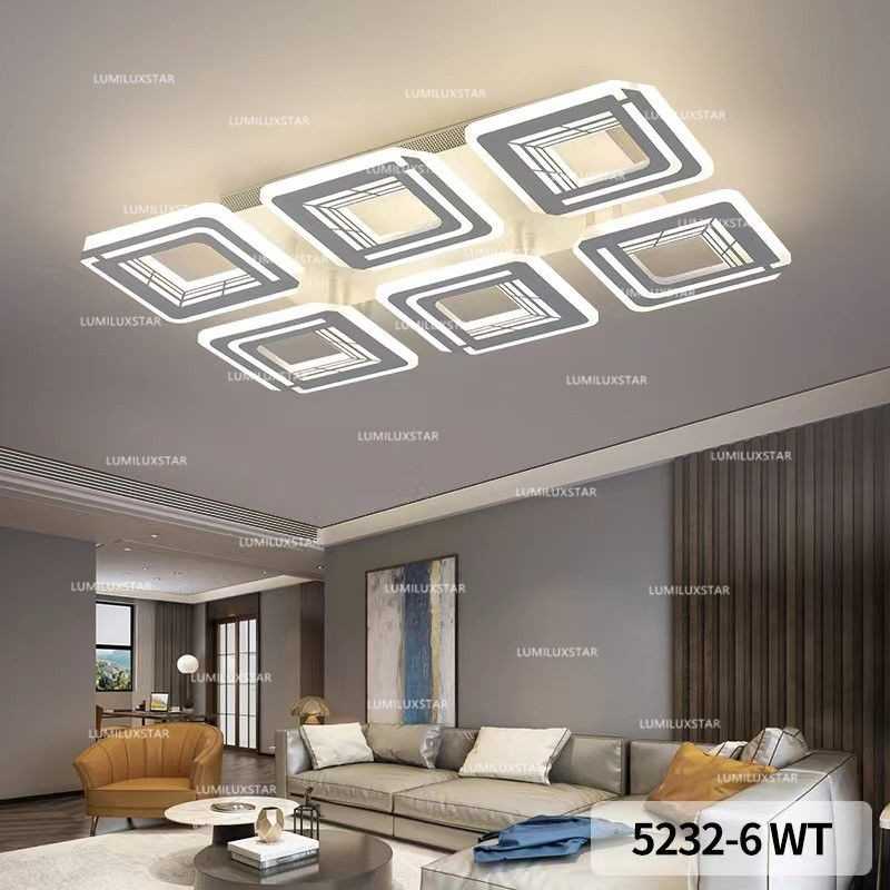 Lustra LED Patrate cu Telecomanda wifi 64cm Alba/gri 2.4G lumina/rece/calda/neutra intensitate reglabila