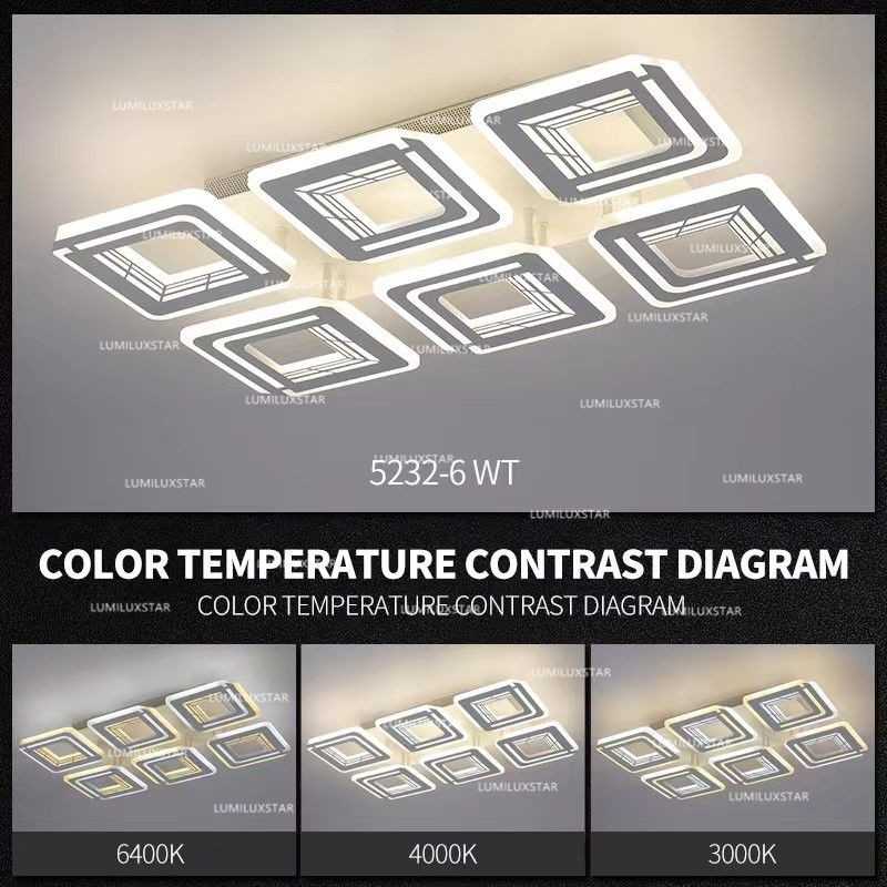 Lustra LED Patrate cu Telecomanda wifi 64cm Alba/gri 2.4G lumina/rece/calda/neutra intensitate reglabila