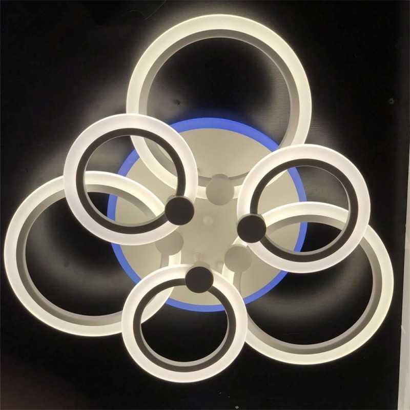 Lustra LED RGB 6 cercuri cu Telecomanda wifi 2.4G cu lumina/rece/calda/neutra intensitate reglabila