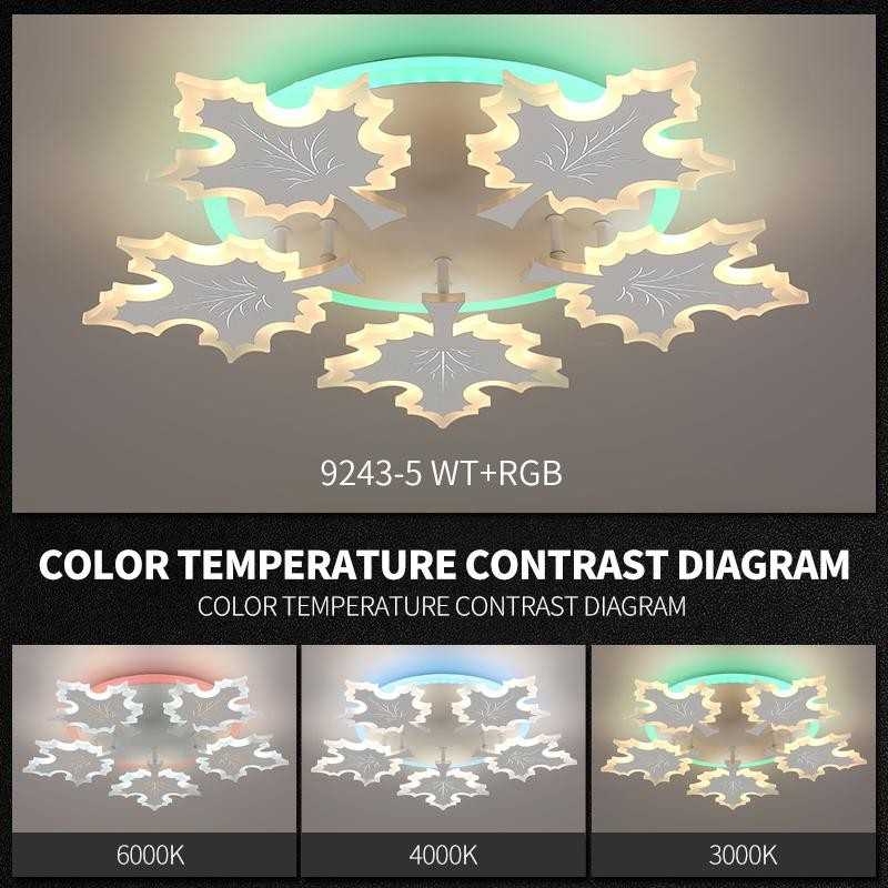 Lustra LED RGB Maple Leaf cu Telecomanda wifi 2.4G cu lumina/rece/calda/neutra intensitate reglabila