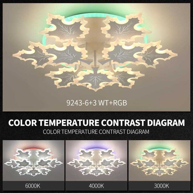 Lustra LED RGB Maple Leaf D70cm cu Telecomanda wifi 2.4G cu lumina/rece/calda/neutra intensitate reglabila