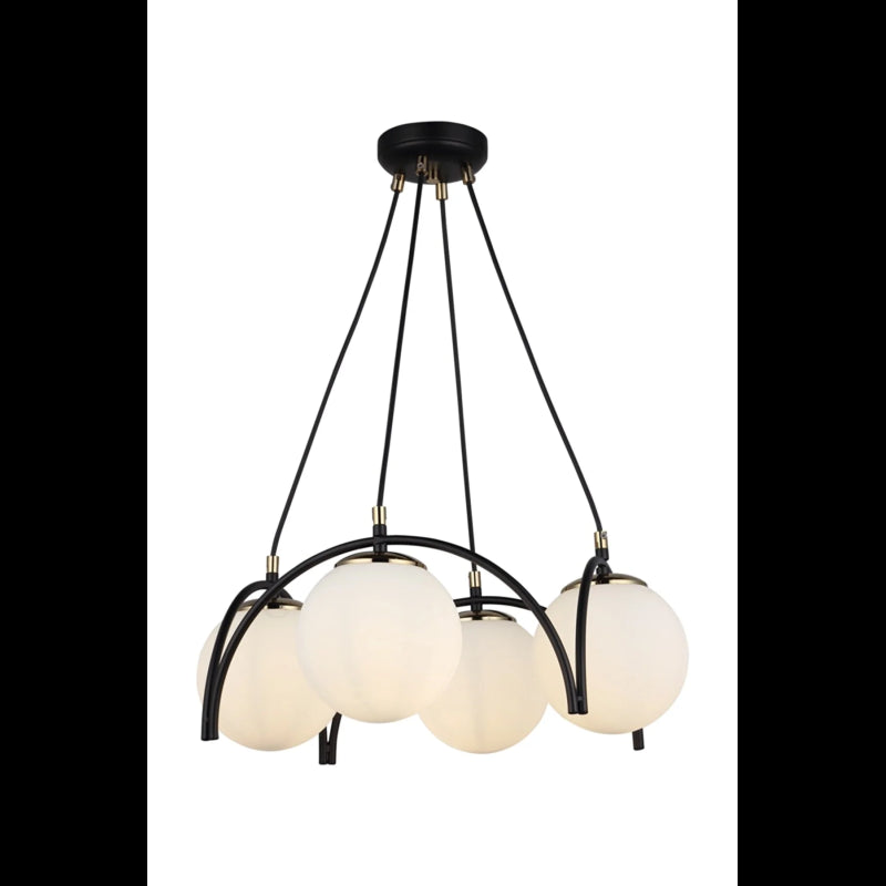 Lustra Negru cu 4 glob 4xE27 maxim 60W x4