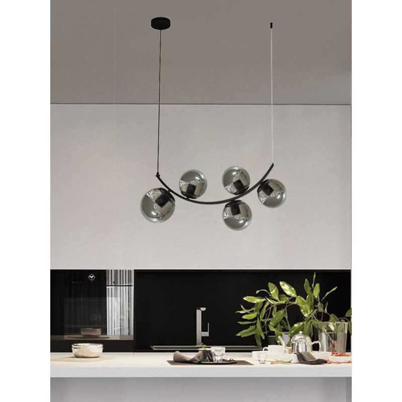 Lustra Pe Cablu Glob Fumriu E27x5