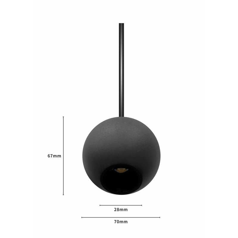 Lustra pendul glob magnetic metal negru 5W cu LED 4000K