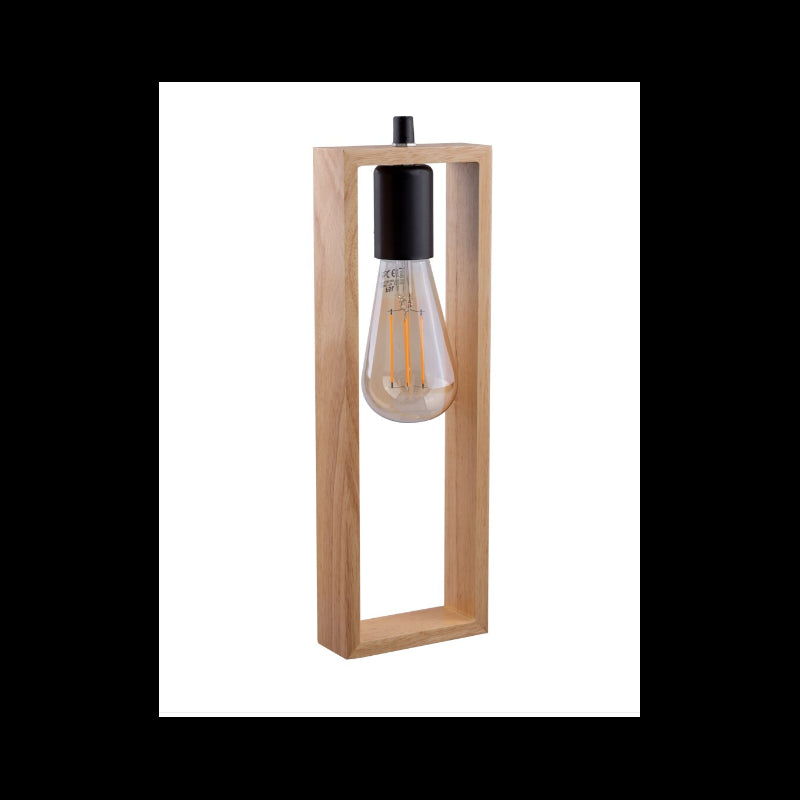 Lustra suspendata moderna din lemn natural, structura metalica, negru mat, 3 x E27