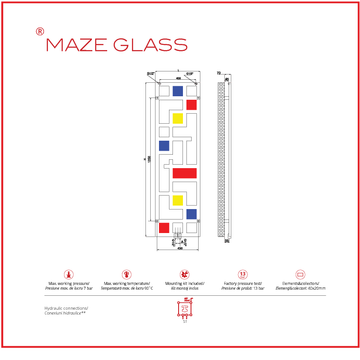 Calorifer decorativ inox 490/1690 mm MAZE GLASS (include kit de instalare)