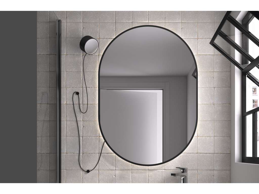 OGLINDA MOIRA 60X85X3 CM, REVERSIBILA, MARGINE DECORATIVA  AURIE, STICLA 4 MM, 20W, 5700 K