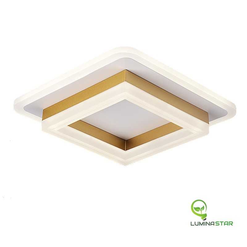 Plafoniera Patrat 41W Led Lumina Calda Neutra Rece Auriu