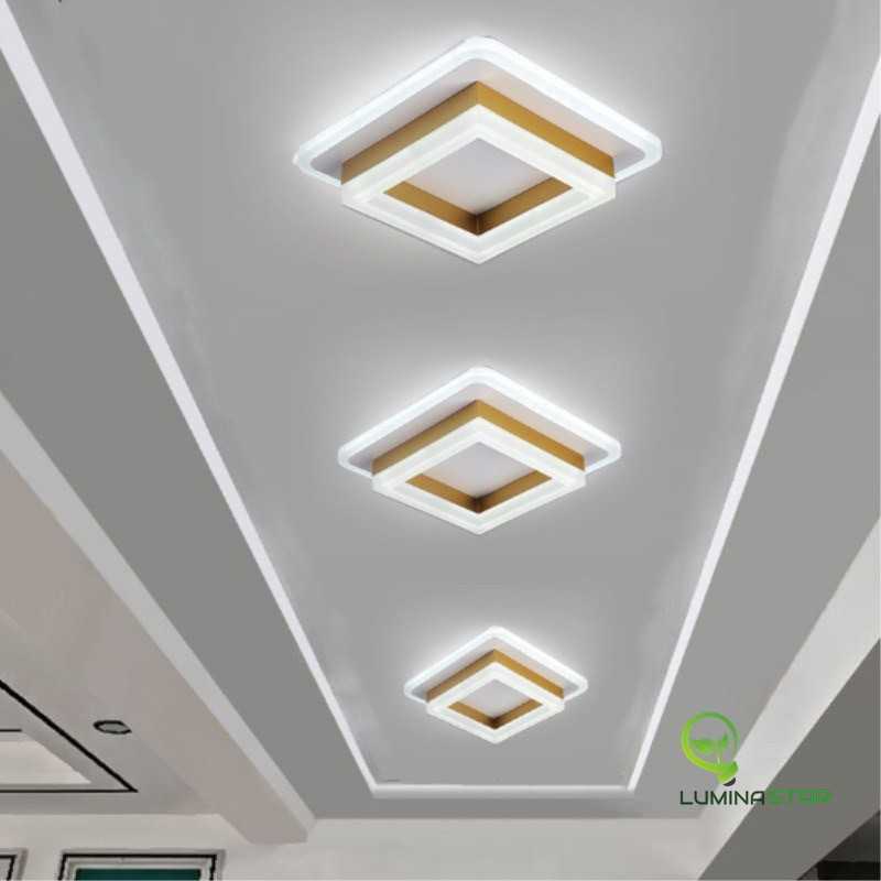 Plafoniera Patrat 41W Led Lumina Calda Neutra Rece Auriu