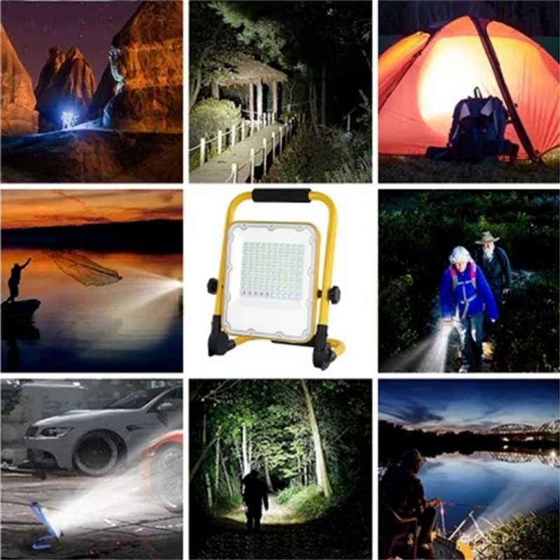 Proiector Led 50W Cu Acumulator 3.7V 10Ah Cu Stroboscop Lumina De Avertizare