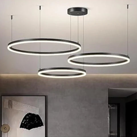 Lustra LED Culoare Maro Inchis 3 cercuri 80cm+60cm+40cm cu Telecomanda wifi 2.4G lumina/rece/calda/neutra intensitate reglabila