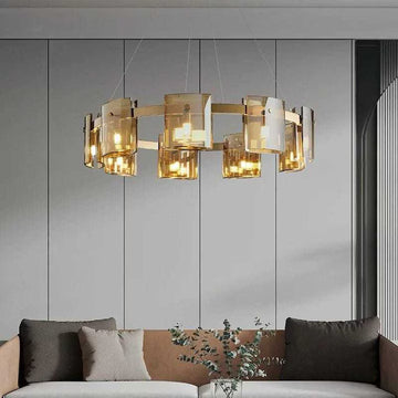 LED Chandelier Modern Polish GOLD Glass G9 X 9 