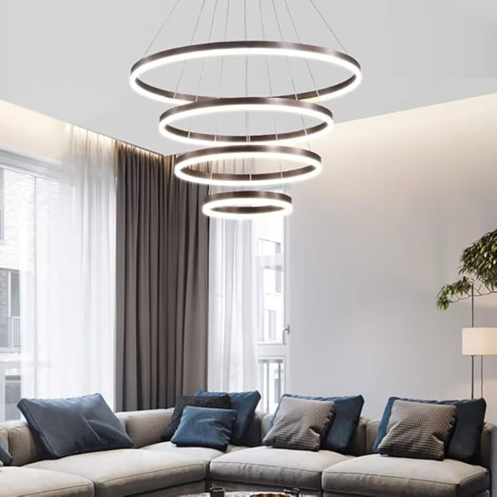 Lustra LED Negru Minimalist Ring cu Telecomanda wifi 2.4G Negru lumina/rece/calda/neutra intensitate reglabila