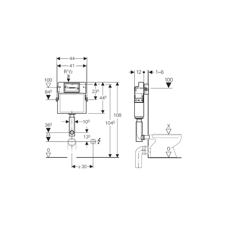 SISTEM INSTALARE CU REZERVOR GEBERIT UP 100 12 CM CAL. I